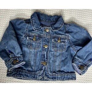 Baby Gap 1969 Cotton Puff Sleeping Snap Pockets Denim  Jean Jacket 12-18 Months